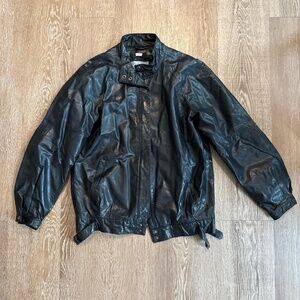 90s Black leather jacket